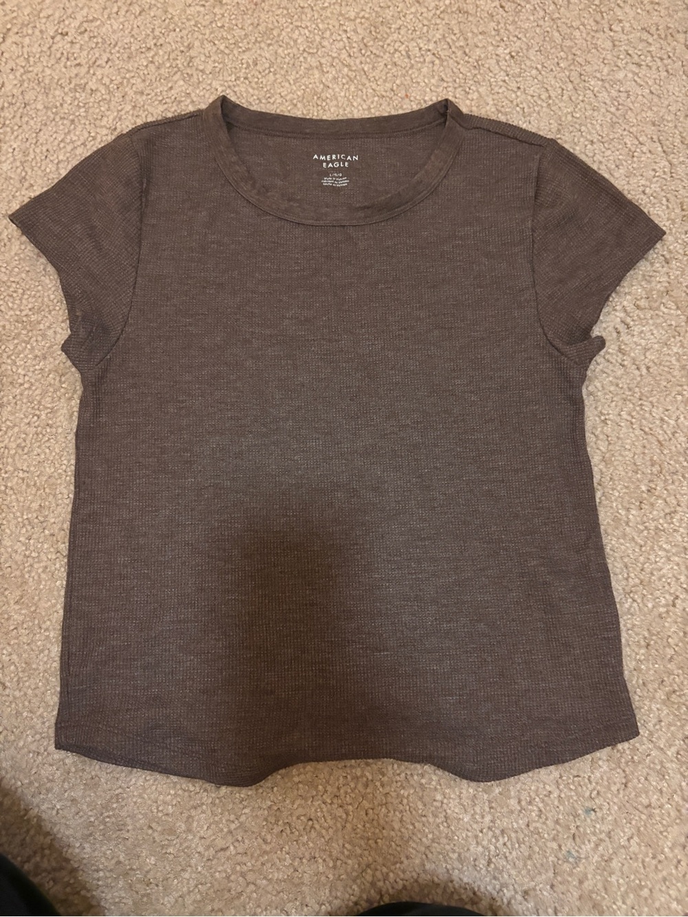 American Eagle Outfitters Brown Ribbed Short Sleeve Tee